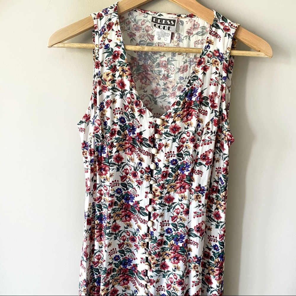 Vintage 90s cottage core floral button front dress